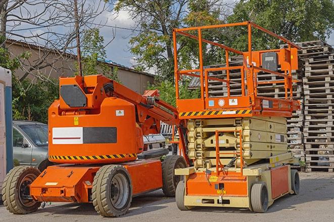 forklift carrying heavy pallets in warehouse in Cranbury NJ